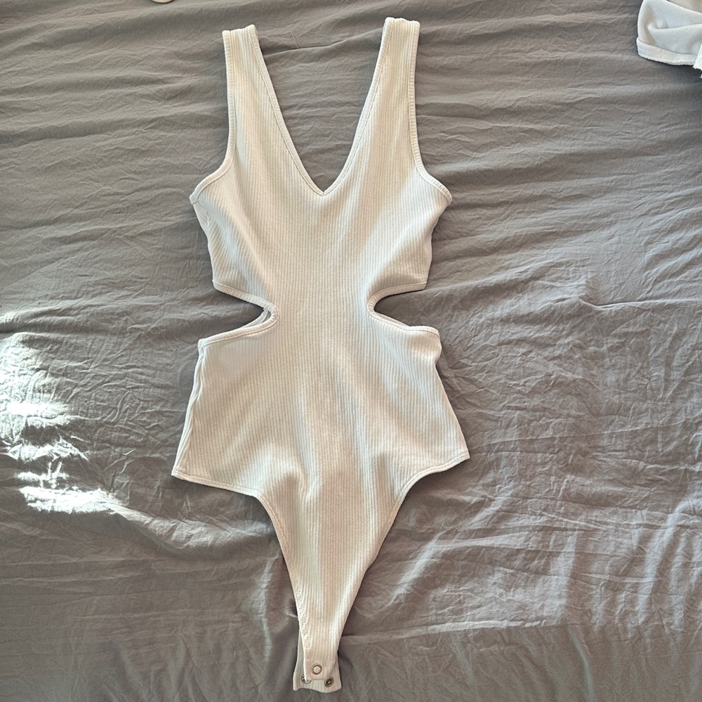 American Eagle Outfitters White Ribbed Shapewear Bodysuit